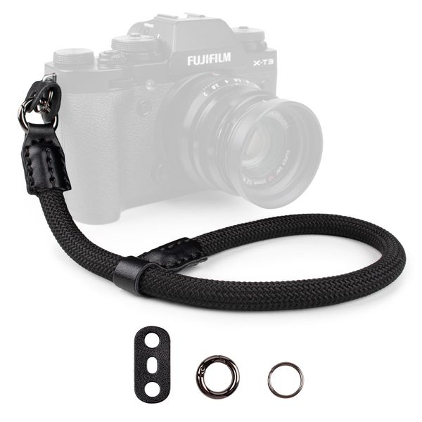 VOVMOEYA Rope Camera Wrist Strap,Camera Hand Strap Sony A6400 A6000 A7 IV Fujifilm X100V Nikon Zf Z30 Canon EOS R6 R7 R8 R10 Camera Wrist Straps for dslr(Black)