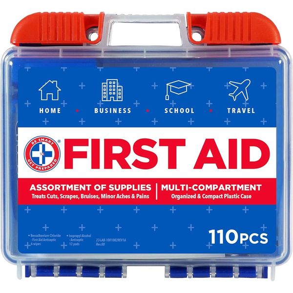 110 Pcs First Aid Kit Clean Treat Wounds Easy Fit Travel Emergency Health Care