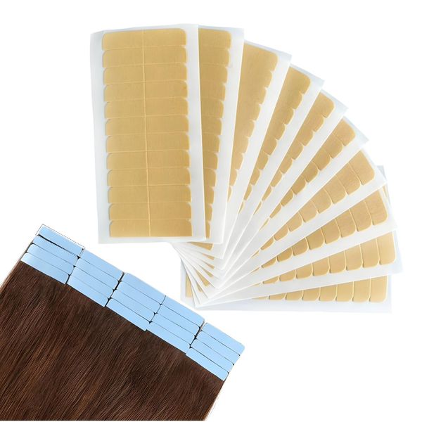 Ecojunmi Waterproof Hair Extension Tape Tabs, Double Sided Tapes for Hair Extension Replacement Tape Strong No-Residue Tapes 4cm * 0.8cm (120, Brown)