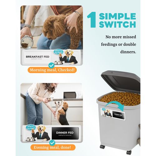 JOZidea Dog Fed Sign, Dog Feeding Reminder for Breakfast Dinner Fed, Pet Magnets and Adhesive Sticker Option of AM PM Pet Feeding Tracker (Mr.Dog. Woof-a-Lot)