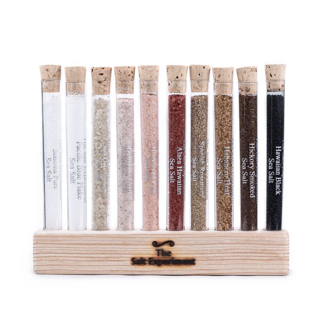 Gourmet Salt Gift Set - 10 Delicious, Natural Finishing Salts from across the Globe! - 10 Test Tube Sampler