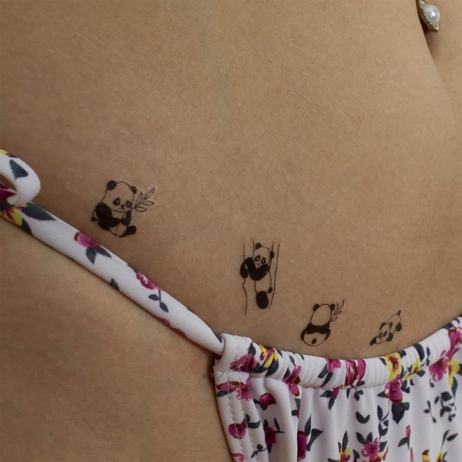 2 x Panda Tattoo Karte - 6 Motive in schwarz - Temporary Haut Tattoo - HC022p (2)