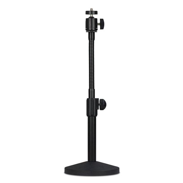 Comphic Hose Desktop Webcam Stand Adjustable Metal Desk Tripod Streaming Support with Sturdy Mount Base