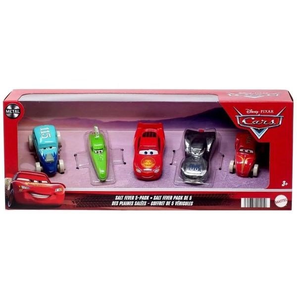 Mattel Cars 3 Salt Fever Revo Kos, Nile Speedcone, Road Trip Lightning McQueen, Datz Jammin and Royce Revsley Diecast Car 5-Pack