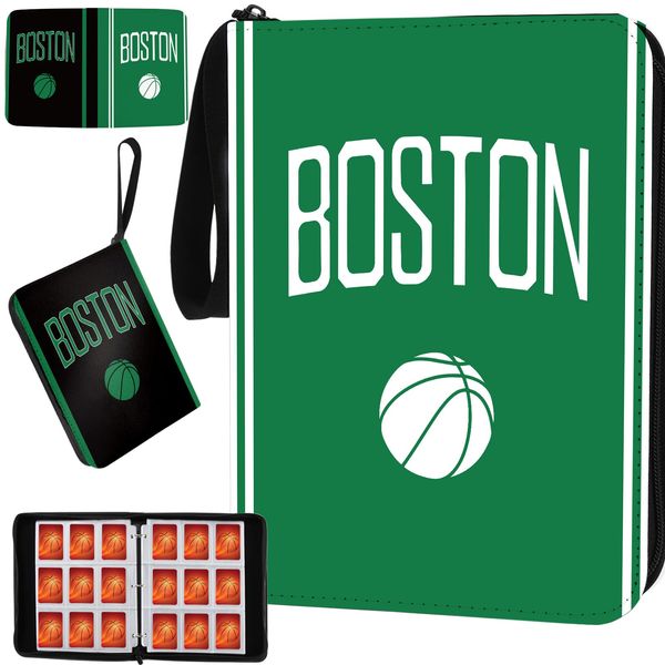 Basketball Card Binder with Sleeves 900 Pocket, Boston Basketball Card Holder for Trading Cards, Basketball Collector Album Folder Organizer 3 Ring Binder Storage Case Book for Kids Boys Gift