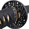 Handmade Sword - Samurai Wakizashi Sword, Practical, Hand Forged, 1045 Carbon Steel, Heat Tempered, Full Tang, Sharp, Black Wooden Scabbard