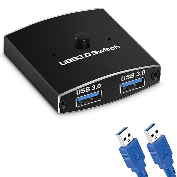 NIZEAMI USB 3.0 Switch Selector KVM Switch 5Gbps 2 in 1 Out USB 3.0 Two-Way Sharer for Printer Keyboard Mouse Sharing