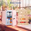 4L 6 Can Portable Mini Fridge Compact Cooler & Warmer with window Pink