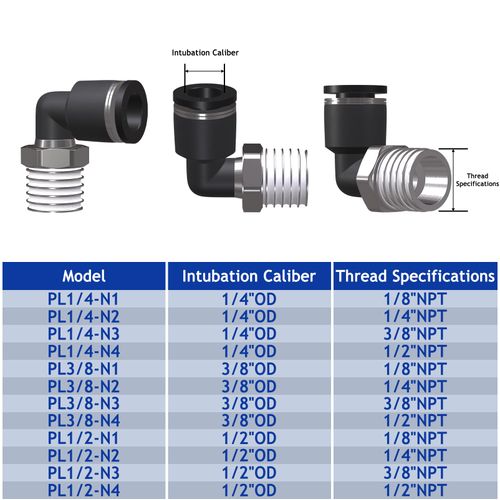 EterMutable 6Packs 3/8" OD Tube x 1/2" NPT Thread Elbow Push to Connect Fittings,Pneumatic Male Quick Connect Air Line Hose Fittings Accessories