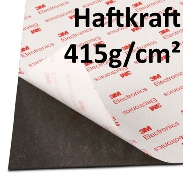 NEODYM Power-Magnetfolie 300 x 300 x 1,5 mm Rückseite selbstklebend mit 3M Kleber, stark magnetisch + zuschneidbar, 4X stärker als normales Magnetband
