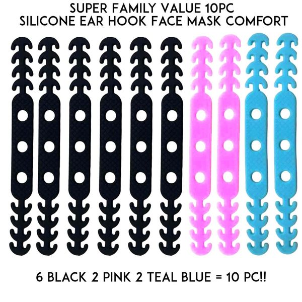 10PC Face Comfort Ear Hook Adjustable Ear Strap Extension Silicone Ear Pain