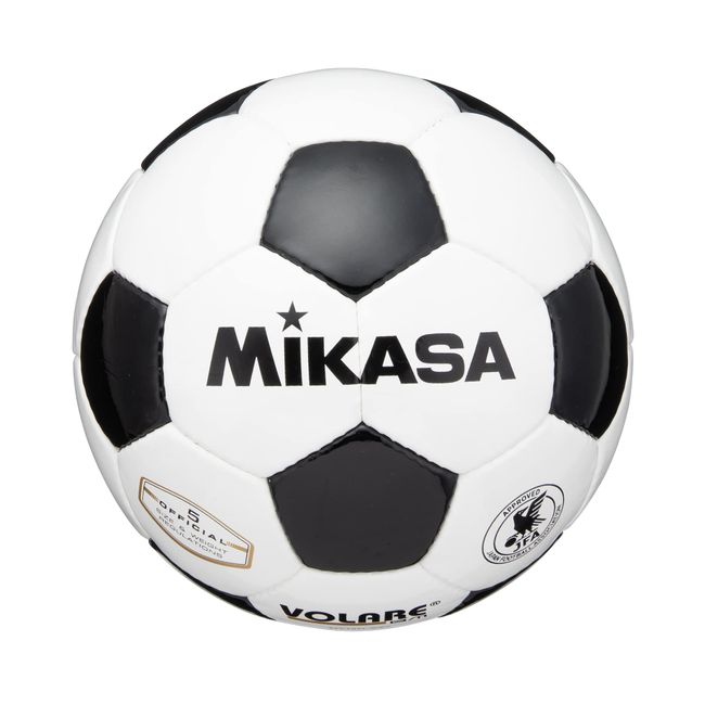 MIKASA Soccer Ball No. 5 SVC50VL-WBK Japan Football Association Test Ball (For General, College, High School Students, Junior High School Students), White/Black