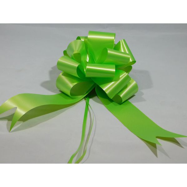 1 Bow 50mm Pull Bow Ribbon Leaf Bright Green Double Sided 50 mm 5cm 2" 2 Inch