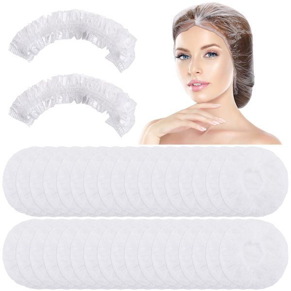 WLLHYF 100pcs Disposable Shower Caps Waterproof Hair Bath Caps Thickening Elastic Bath Cap Plastic Clear Hair Caps for Spa Bath Hair Treatment Home Hotel Portable Travel