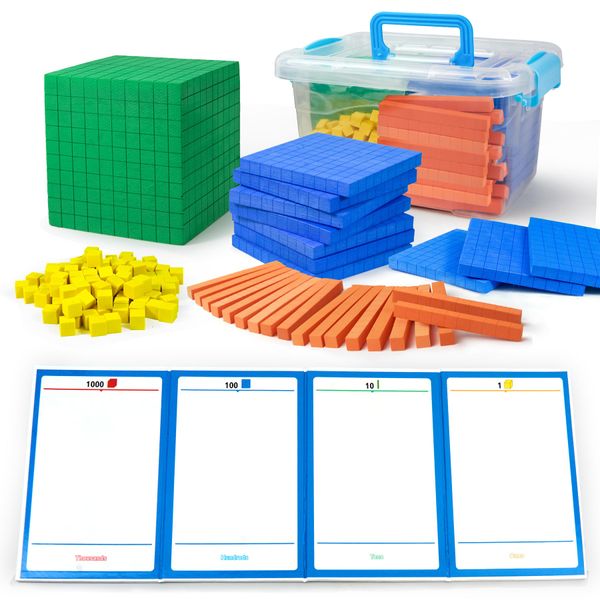 stochastic box Foam Base Ten Blocks for Math Place Value Blocks,Early Counting Manipulatives, Math Counters, Math Cubes for Kids Math Learning Tools in School Home