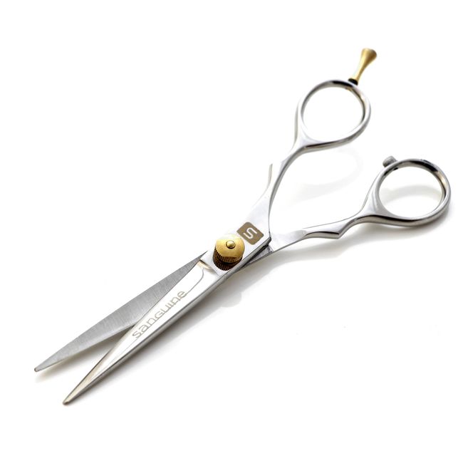 Sanguine Hair Scissors for Hair Cutting, Hairdressing and for Personal use, Chrome, Razor Sharp + Tip Protector