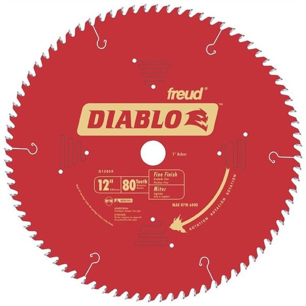 Freud D1280X Diablo 12-Inch 80 Tooth ATB Crosscutting Saw Blade w/ 1-Inch Arbor