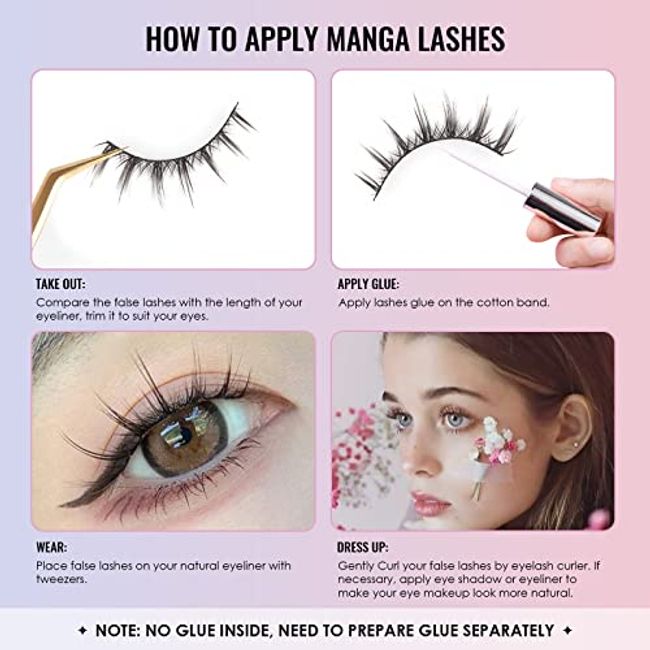 Manga Lashes Natural Look Anime False Eyelashes Individual Wispy Korean  Makeup Eye Lashes Clusters 10 Pairs Asian Chinese Japanese Fake Eyelashes  Pack