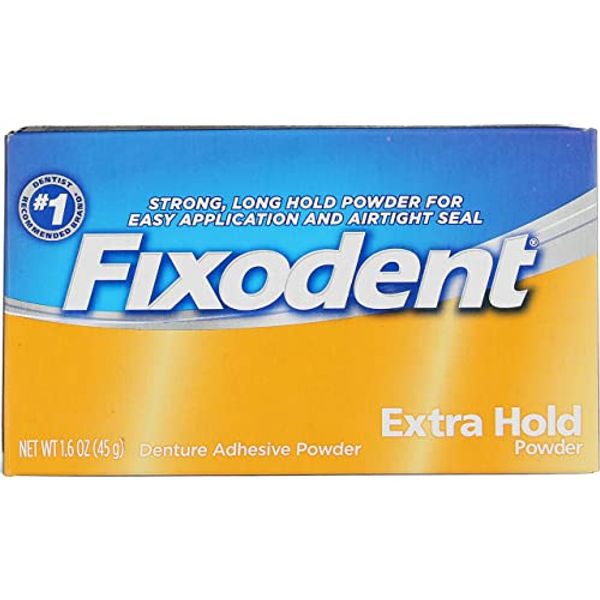 Fixodent Denture Adhesive Powder Extra Hold - 1.6 oz, Pack of 2