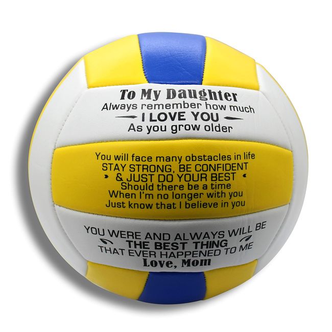 Uloveido Mom to My Daughter Personalized Volleyball for Girls with Inspiration Words Sport Gift to Women Y605 (to My Daughter)