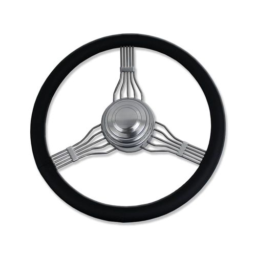 IMOOA 15" Billet Aluminum Banjo Steering Wheel Chrome Full Wrap for GM 1967-1994 w/Horn Button & Adapter
