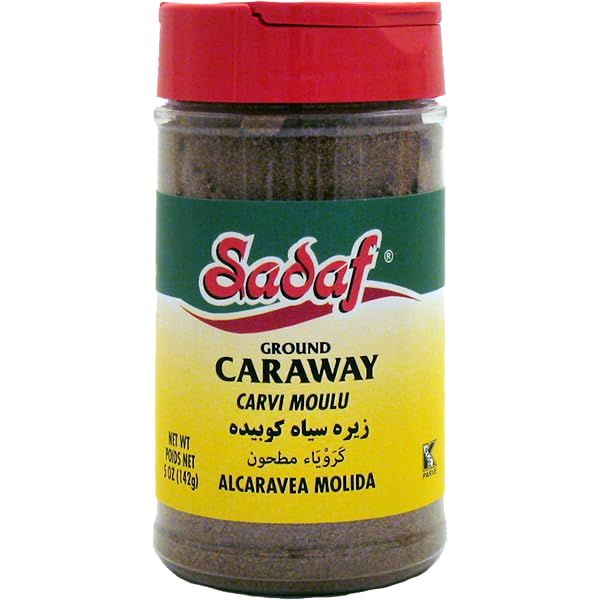 Sadaf Ground Caraway - Caraway Powder for Cooking & Food Seasoning - Spices & Seasonings - Ground Caraway Seeds - Kosher - 5 oz Bottle with Shaker Top