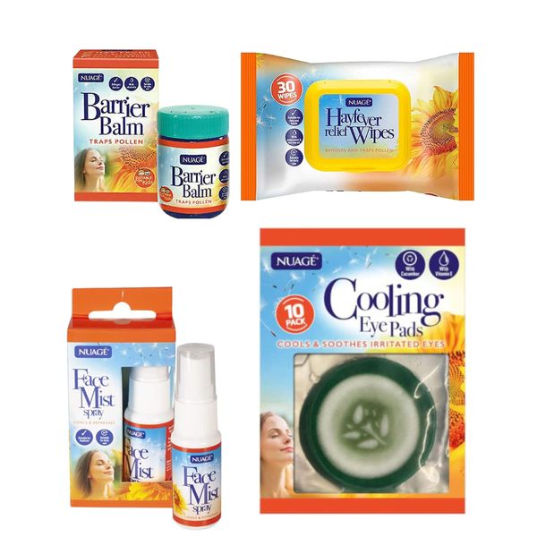 Hayfever Relief Kit - Hay Fever Wipes, Face Mist, Barrier Cream, and Cooling Eye Pads | Hayfever Survival Kit and Travel Set | Hayfever Relief Pack