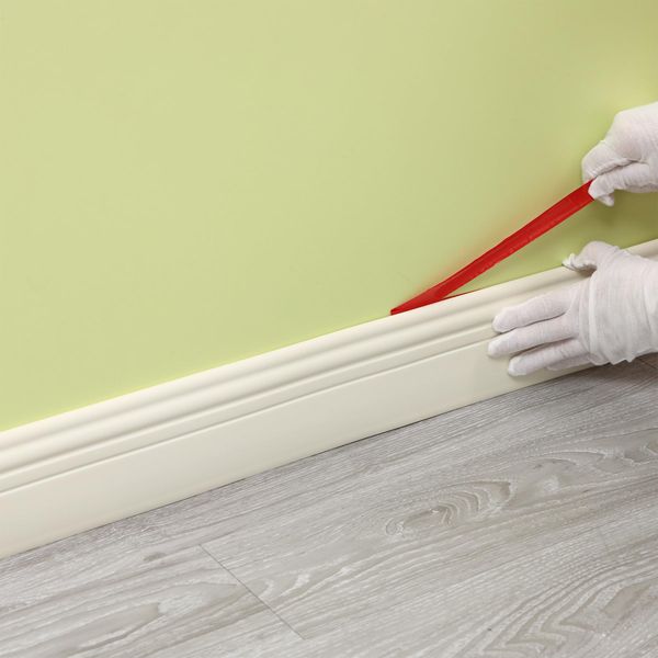 Hardened Peel and Stick Baseboard Trim, Flexible Strip and Caulk for Floor, Chair Rail, Wall Base (9.8 ft x 3.9 inch)