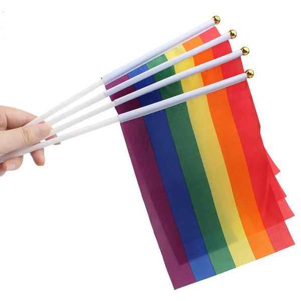 Kingsie Rainbow Flags Set of 20 Flags LGBT Homosexual Pride Peace Freedom Equality Event Decoration Polyester (14*21cm)