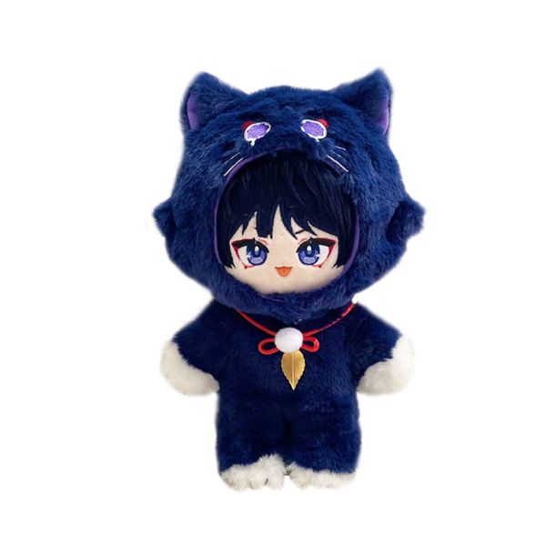 CALEMBOU Anime Plush Figure Scaramouche Dress Up Doll with Cat Clothes Plush Onesie 8 Inches Soft Stuffed Decorations and Collection Gift for Fans