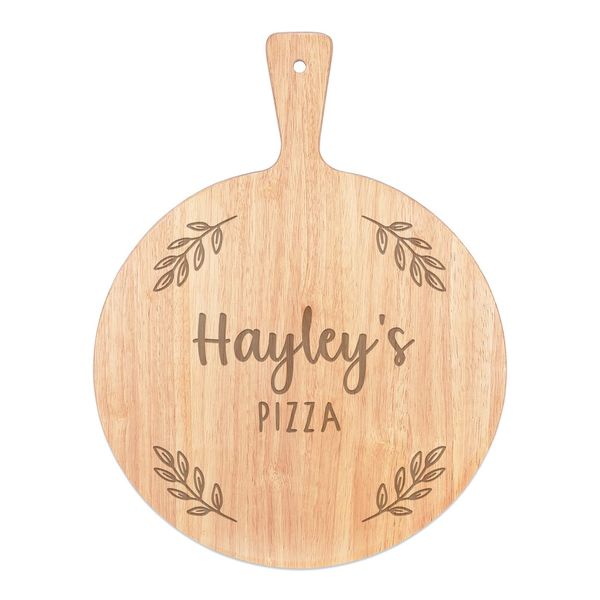 Personalised Custom Pizza Board Wreath Name Peel Serving Tray Handle Paddle Round Wooden 45x34cm