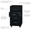 Space Solutions 18" Deep 4 Drawer Metal Mobile Organizer Black