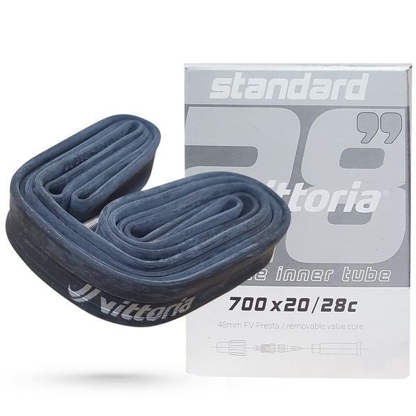 Vittoria Standard Butyl Tubes 700x20/28c (20/28-622) 48mm (FV/RVC) Presta Valve Nut/Cap Included Bicycle Tube