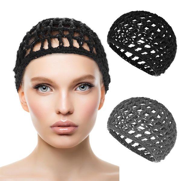 WLLHYF 2 PCS Wig Cap Hair Net Sleeping Bonnets Essentials Hairnets Elastic Bands Wrap Grip Crochet Braided Satin Cosplay Head Making Fix Mesh Sew Headwear Night Hats Women Men Multi-Color