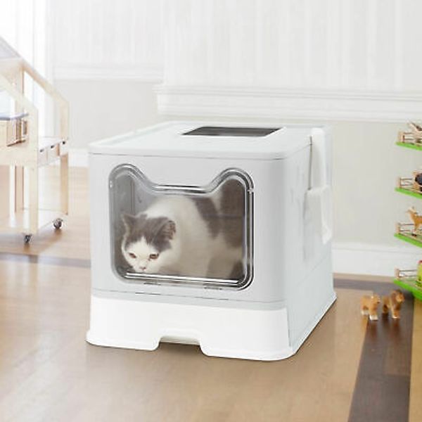 Enclosed Pet Cat Litter Box Tray Pan Hygienic Easy Scoop Large Hooded Toilet