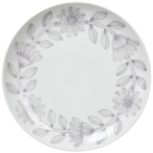 Hasamiyama Nishiyama Plate, 10.6 inches (27 cm), Daisy, Gray