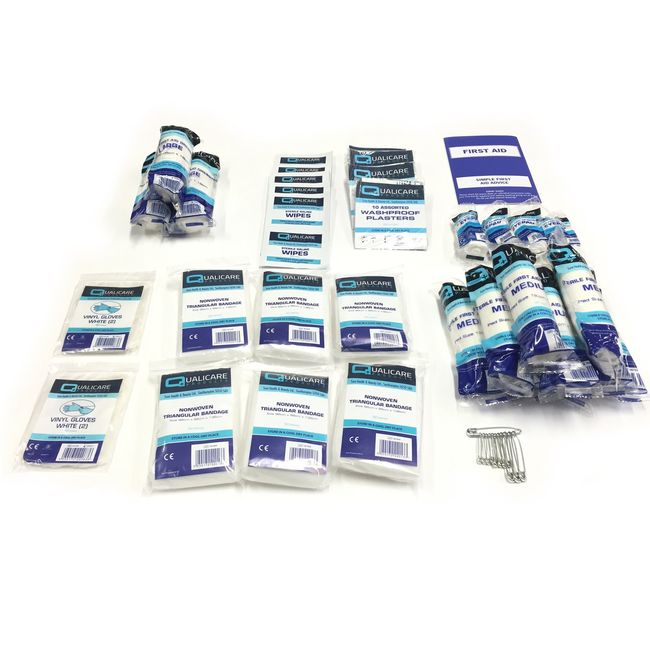 QUALICARE HSE Compliant Quality 1-20 Person Medium Work Essential First AID KIT Refill ONLY