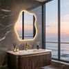 LUVODI Cloud Shape LED Bathroom Mirror Irregular Dimmable Wall Vanity Mirrors HD
