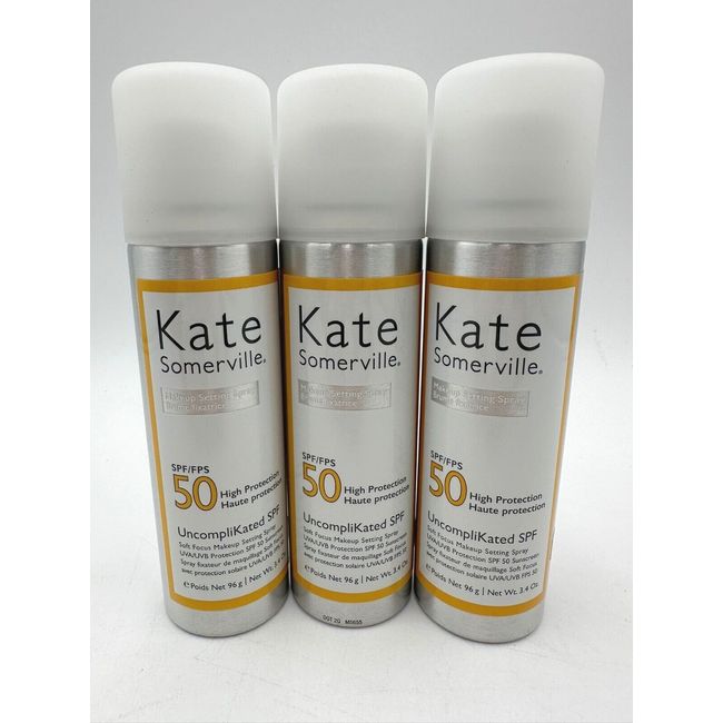 Kate Somerville Qty 3 - Makeup Setting Spray Uncomplikated SPF 50 3.4oz NEW