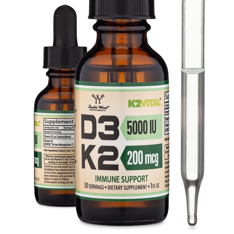 Vitamin D3 K2 5,000 IU Liquid Drops (5,000 IU of D3 and 200mcg of 99.9% ...