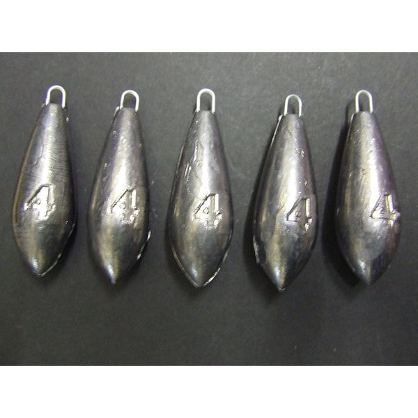 FFT PRO 4oz Plain Sea Fishing Weights Pack Of 5 FOR Mackerel Feather Cod Bass Boat Fishing (4oz x 5)