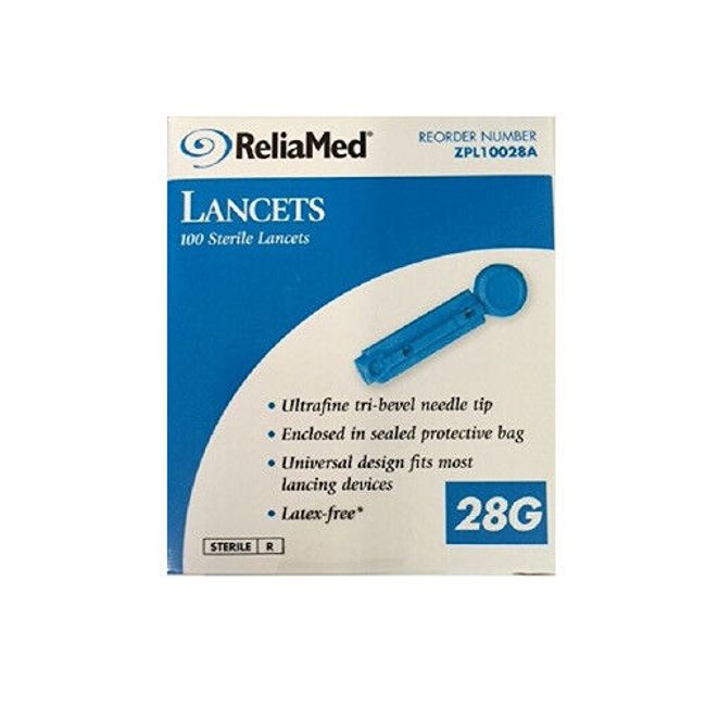 NEW Diabetic ReliaMed Safety Seal 28G Sterile Lancets 100 Count FREE SHIPPING