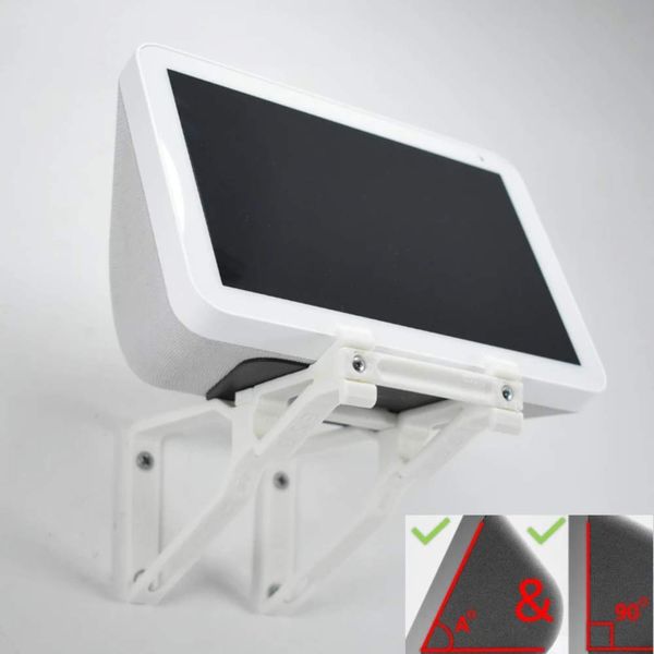 Echo Show 8 Wall Mount Wall Bracket Adjustable Tilt Multi Function - Upright & Angled (White)