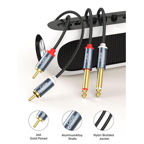 CableCreation 6FT Dual 1/4 inch TS to Dual RCA Stereo Audio Interconnect Cable, Gold Plated Copper Shell, 2Pack