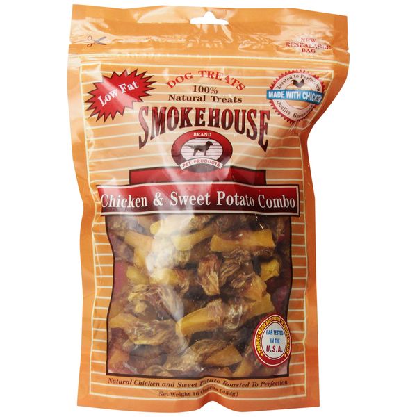 Smokehouse 100-Percent Natural Chicken And Sweet Potato Combo Dog Treats, 16-Ounce