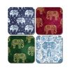 4 x Square Indian Elephants Coasters - Pattern Animal Art Colourful Set Theme Gift #78370