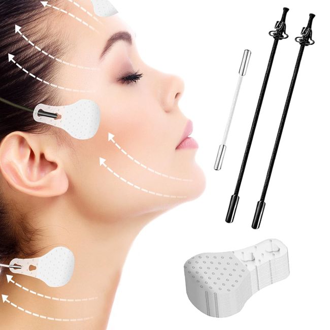 CCAIPU 40 Stück Face Lifting Tape, Facelift Aufkleber mit 3 unsichtbare dünne Bänder Face Lift Tapes V-Form Gesicht Make-up Lift Werkzeuge Reduzieren Doppelkinn für Damen