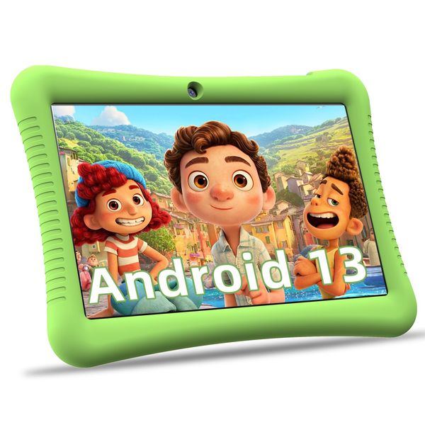 Kids Tablet,10 Inch Android 13 Tablet for Kid,Age(3-12)-Quad Core-3GB RAM + 32GB ROM,WiFi Tablet Parental Control,Kids Educational APP,Dual Camera,1280X800 HD Display,Gift for Kids/Children-Green