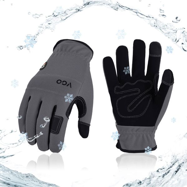 Vgo... Winter Work Gloves Waterproof Touchscreen, Warm Safety Working Gloves in Cold Weather Light Duty Mechanic Gloves