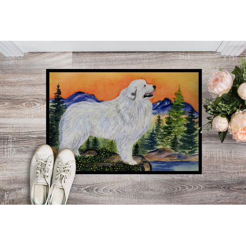 Caroline's Treasures SS8183MAT Great Pyrenees Doormat 18x27 Front Door Mat Indoor Outdoor Rugs for Entryway, Non Slip Washable Low Pile, 18H X 27W